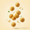 Floating cheese makhana showing its crunchy texture and smooth cheesy coating against a soft background