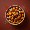 Top view of barbecue makhana arranged neatly on a warm-toned background, highlighting its smoky seasoning