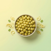 Top view of lemon chilli makhana arranged neatly on a soft yellow-green background, showing its fresh and zesty appearance