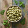 Top view of mint and moringa flavoured makhana in a bowl, highlighting its fresh green seasoning and crisp texture