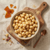 Top view of caramel salted makhana in a bowl, highlighting its golden colour and gentle caramel seasoning