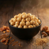 A bowl of caramel salted makhana coated with a sweet and lightly salty glaze, styled on a clean surface for a premium snack look