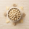 Top view of truffle parmesan cheese makhana in a bowl, highlighting its creamy coating and gourmet texture