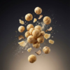 Floating truffle parmesan makhana showing its crunchy texture and fine cheese seasoning against a soft background