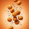 Floating buffalo ranch makhana showing its crunchy texture and rich herb-spice coating against a soft background