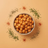 Top view of buffalo ranch makhana arranged neatly on a warm beige background, showing its bold seasoning