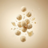 Floating white cheddar makhana showing its crunchy texture and smooth cheese coating against a soft background